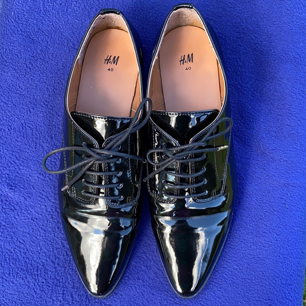 H&M Black Patent Leather Oxfords
